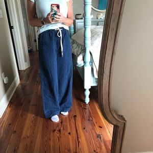 Ann Taylor Loft blue pinstripe palazzo wide leg Size S.  6 or 8